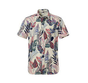 Hawaii hommes col en v à manches courtes chemise plage décontracté été mode toile tissu personnalisable respirant écologique - Product Image 6