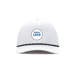 Gorras de béisbol personalizadas, sombrero deportivo con agujero cortado con láser de 5 paneles, Parche de goma de silicona con logotipo, Etiquetas tejidas impermeables hidráulicas, Golf con cuerda - Product Image 3