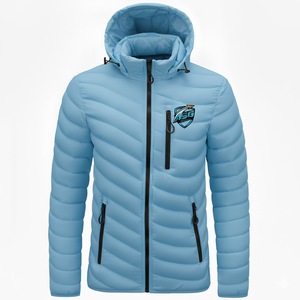 Chaqueta Acolchada Ligera para Hombre, con Cuello Alto, Cierre Frontal, Logotipo, Color Sólido, Transpirable, de Secado Rápido, Aislante, para Invierno - Product Image 2