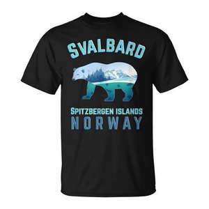 Camiseta Promocional con las Islas Svalbard Spitzbergen de Noruega con los Icónicos Fjórdes y el Oso Polar - Product Image 2