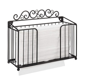 Porte-serviettes mural en métal noir avec essuie-mains en papier vintage, porte-serviettes pliable jetable commercial - Product Image 1