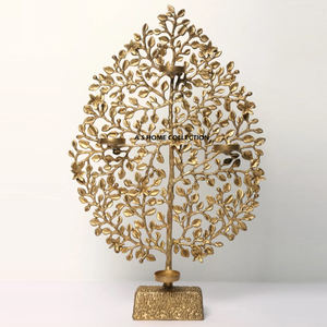 Porte-bougie plaqué or de qualité supérieure pour cadeau de mariage, qualité export, style luxueux, design de créateur. - Product Image 1