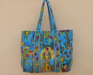 Main bloc imprimé indien à la main coton Shopping sac fourre-tout femmes sac fourre-tout à la main bloc imprimé matelassé sac à bandoulière' - Product Image 2