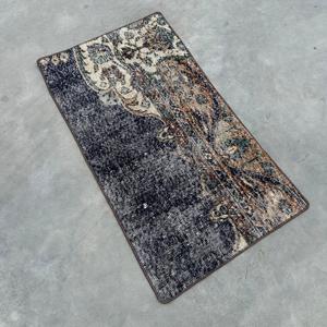 พรมวินเทจตุรกีขนาด 1.7x3.2 ฟุต พรมขนาดเล็ก พรมขนสัตว์สีน้ำเงินน้ำตาลสไตล์ตะวันตกเฉียงใต้ - Product Image 2