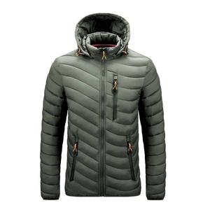 ALLIGNED INDUSTRY Abrigo con Capucha para Hombre, Beige, Acolchado, con Cierre Frontal, Chaqueta Informal, Corte Ajustado, Reversible, Ecológico, 100% Lana - Product Image 1