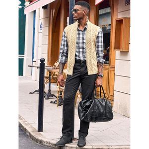 2025 Men's Knitted <b>Vest</b> Stand Collar Casual Sleeveless Sweater Autumn 100% Cotton ODM OEM Services - Product Image 5