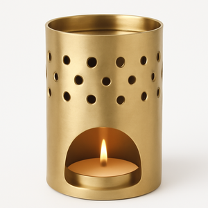 Nouvelle arrivée Bougeoir en métal cuivre avec design perforé et bougeoir chauffe-plat Pièce de décoration élégante - Product Image 2