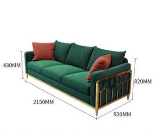 Collection de canapés design contemporains |   Ensemble de canapés en velours matelassé avec accents géométriques en métal, ensemble de canapés en velours de luxe - Product Image 3