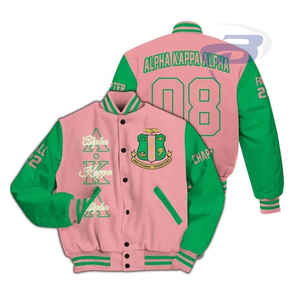 Alfa |   Kapa |   Chaqueta Bomber Universitaria Alpha Sorority con Bordado Personalizado, Estilo Universitario, Letra Griega AKA Sorority, Chaqueta Transpirable - Product Image 1
