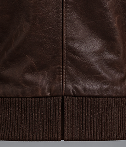 Men's <b>Brown</b> <b>Leather</b> <b>Jacket</b> Stand Collar Zipper Closure - Product Image 5