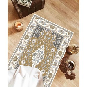 Tapis de prière islamique moderne gris et marron, imprimé, adapté aux animaux domestiques, tapis fin non tissé - Product Image 5