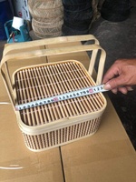 Panier de pique-nique en rotin osier avec couvercle en bois/panier à main de rangement vente en gros