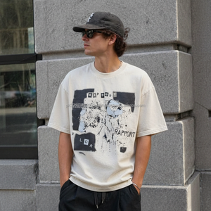 T-shirts Streetwear délavés à l'acide avec logo frontal en polyester/coton pour adultes – Respirants, légers, coupe ample, manches courtes, décontractés, été - Product Image 2