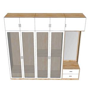 Système de garde-robe au design minimaliste 240x55x220cm avec portes vitrées en bois d'hévéa, autoportant, pliable, idéal pour appartement - TQA68048 - Product Image 2