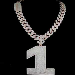 Custom Silver Number Pendant <b>Necklace</b> Iced Out Moissanite Diamond Hip Hop <b>Statement</b> Pendant <b>Necklace</b> For Men Party Wear - Product Image 1