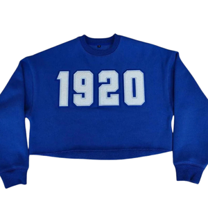 1920 estilo universitario Crop Crewneck sudadera suave polar azul recortado pulóver griego vida ropa para Zeta Phi Beta Sorority - Product Image 3