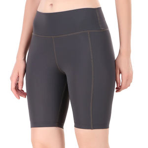 Pantalones cortos de compresión de nailon para mujer, color gris oscuro, el mejor material, los pantalones cortos para correr de cintura alta más vendidos - Product Image 2