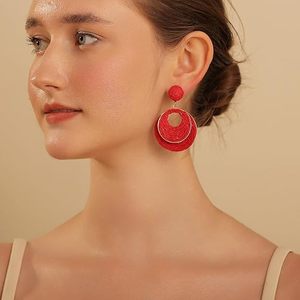 Pendientes de aro de rafia hechos a mano para mujer, joyería colgante Bohemia ligera, fiesta de moda, verano, Vacaciones en la playa, diseño de envoltura de paja ovalada - Product Image 2