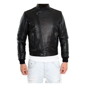Chaqueta de piel sintética para hombre con diseño personalizado OEM, chaqueta de piel sintética negra con cuello vuelto y Soporte de doble tirador, calle principal larga para invierno, cremallera fina y sólida - Product Image 3