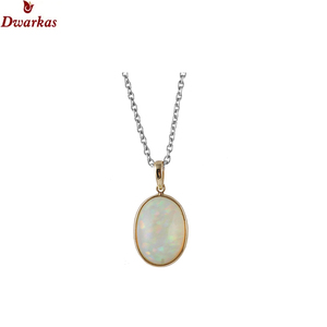 925 sterling silver natural Ethiopian <b>opal</b> gemstone pendant bezel setting fashionable gold plated <b>necklace</b> design for women - Product Image 3