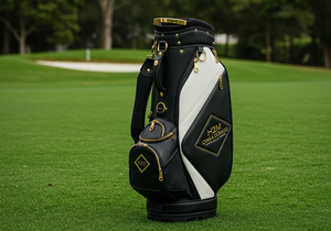 Bolsa de golf de cuero Premium de lujo H2M CIMA & DORADO | Bolsa de carrito y soporte de golf profesional impermeable de gama alta con detalles dorados - Product Image 4