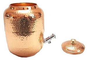 เหยือกทองแดงแท้ ดีไซน์สวยงาม พร้อมฝาปิดทองเหลืองเคลือบเงา งานแกะสลักด้วยมือ ดีไซน์ทันสมัย - Product Image 3