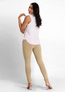 Trendmalls Leggings femme super peigné coton élasthanne extensible Churidar longueur avec ceinture Ultrasoft (WL03-Beige) - Product Image 5