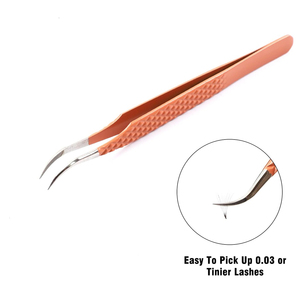Pinzas para pestañas de acero inoxidable con logotipo personalizado Profesional, Diseño de agarre de rosa para Injerto de pestañas, herramientas de extensión de pestañas - Product Image 3