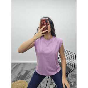 Camiseta Acolchada con Cuello Redondo - Lila - Product Image 1