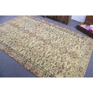 Turkish Rug, 5.4x8.9 ft Vintage Rug, <b>Brown</b> Ikat <b>Wool</b> Rug - Product Image 4