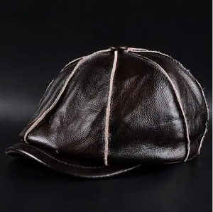 Livraison gratuite 2017 hiver et printemps hommes/femmes flambant neuf en cuir véritable noir/Brwon Cowboy casquettes qualité chapeau en peau de vache - Product Image 2