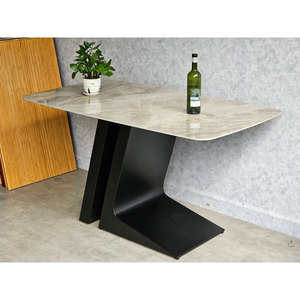 Juego de Mesa de Comedor Rectangular Moderno de 140x80cm con Cubierta de Cerámica de Alta Calidad y Patas de Hierro, Ensamblado y Extensible BA68193 - Product Image 3