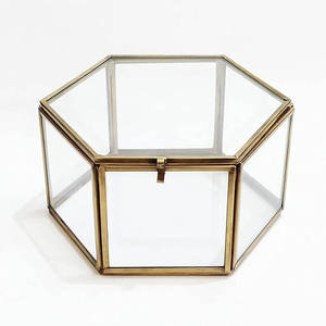 High Quality Metal Glass Hexagon Design Jewelry <b>Box</b> Modern Style Exclusive Ring Earring and Pendant Storage Case for Wholesale - Product Image 3