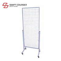Support de panneau grillagé Swift Courser en métal, sur pied, en treillis métallique, thermolaqué, facile à assembler, personnalisable, pour présentation alimentaire suspendue