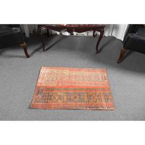 1.9x2.9 ft Vintage Rug, Turkish Small Rug, <b>Red</b> Ikat <b>Wool</b> Rug - Product Image 2