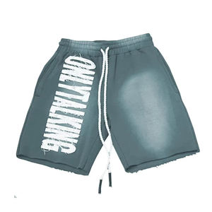 Pantalones cortos de lana Vintage de diseño personalizado para hombre, patrón sólido desteñido por el sol, estilos de bordado desgastado de algodón pesado - Product Image 6