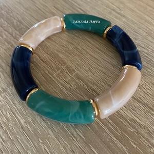 Bracelet de perles en forme de tube en résine multicolore fait à la main bijoux de style bohème à la mode pour hommes et femmes - Product Image 3