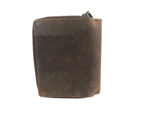Cartera de Cuero Genuino Hecha a Mano para Mujer, Estilo Vintage, Diseño Trifold, Cierre de Cremallera, Bloqueo RFID, Forro de Satén Duradero, Personalizada