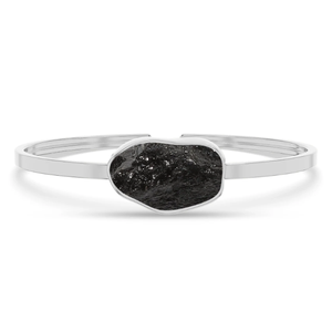 Bracelet torsadé en argent sterling 925, finition haut de gamme, pierre de shungite, forme brute, sertissage naturel, tendance, cadeau pour femme, fête - Product Image 1