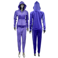 Ensemble de survêtement en velours brodé pour femmes, manches longues, à capuche, décontracté, couleur unie, deux pièces, service OEM personnalisé