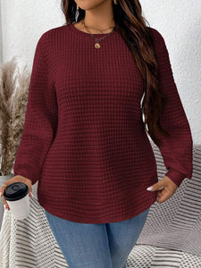 เสื้อสเวตเตอร์แบบสวมหัวของผู้หญิงเสื้อสเวตเตอร์ถักวาฟเฟิลหนาและอบอุ่นสำหรับผู้หญิงกำหนดเอง - Product Image 5