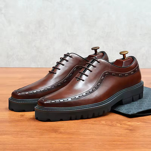 Chaussures habillées Oxford classiques pour hommes en cuir de vachette imperméable à lacets, chaussures de bureau formelles, mariage, travail, antidérapantes, respirantes, légères - Product Image 1