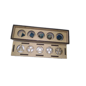 Juego de geométricas de piedra azul, caja de madera de cristal, sólido platónico, piedra natural Sagrada, Curación - Product Image 6