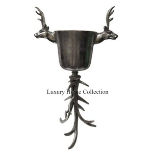 Seaux en métal de couleur cuivre clair pour le refroidissement du vin Seau à glace Vaisselle Refroidisseur de glace à vin Conception martelée avec poignée Forme ronde - Product Image 4