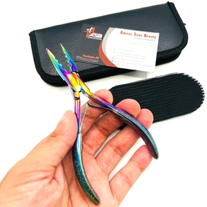 Alicates para extensiones de pelo de acero inoxidable con logotipo personalizado Arco Iris, cadena de titanio múltiple, nariz, tres agujeros, Nano Micro cuentas, logotipo personalizado - Product Image 1