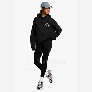 OEM 350 GSM sweats à capuche personnalisés sérigraphiés pour femmes en coton polaire avec impression de haute qualité lavage à l'acide sweats à capuche - Product Image 3