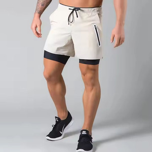 Pantalones Cortos Deportivos Casuales para Hombre, 100% Poliéster, Ecológicos, 2 en 1, con Cordón, Transpirables, Resistentes al Viento, de Secado Rápido, Anti-UV - Product Image 1