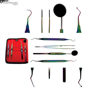 Kit d'instruments dentaires professionnels de base World Precision Surgical, en acier inoxydable, manuel, réutilisable, pour examen - Product Image 1