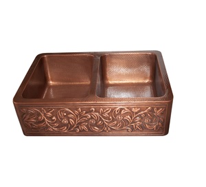 Fregadero de cobre Rectangular con acabado antiguo Nuevo diseño martillado Bajo lavabo de metal con nuevo aspecto - Product Image 4