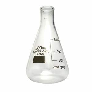 El matraz cónico es un recipiente de laboratorio de vidrio con un cuello estrecho, ideal para mezclar, calentar - Product Image 1